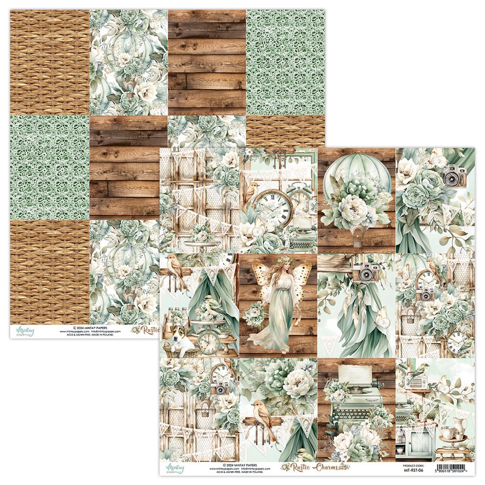 Scrapbooking paper 30,5 x 30,5 cm - Mintay - Rustic Charms 06