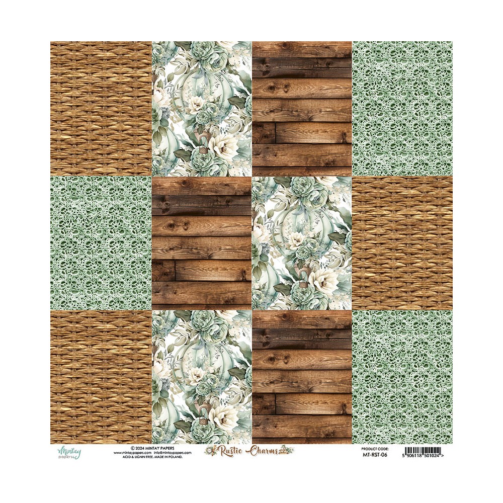 Papier do scrapbookingu 30,5 x 30,5 cm - Mintay - Rustic Charms 06