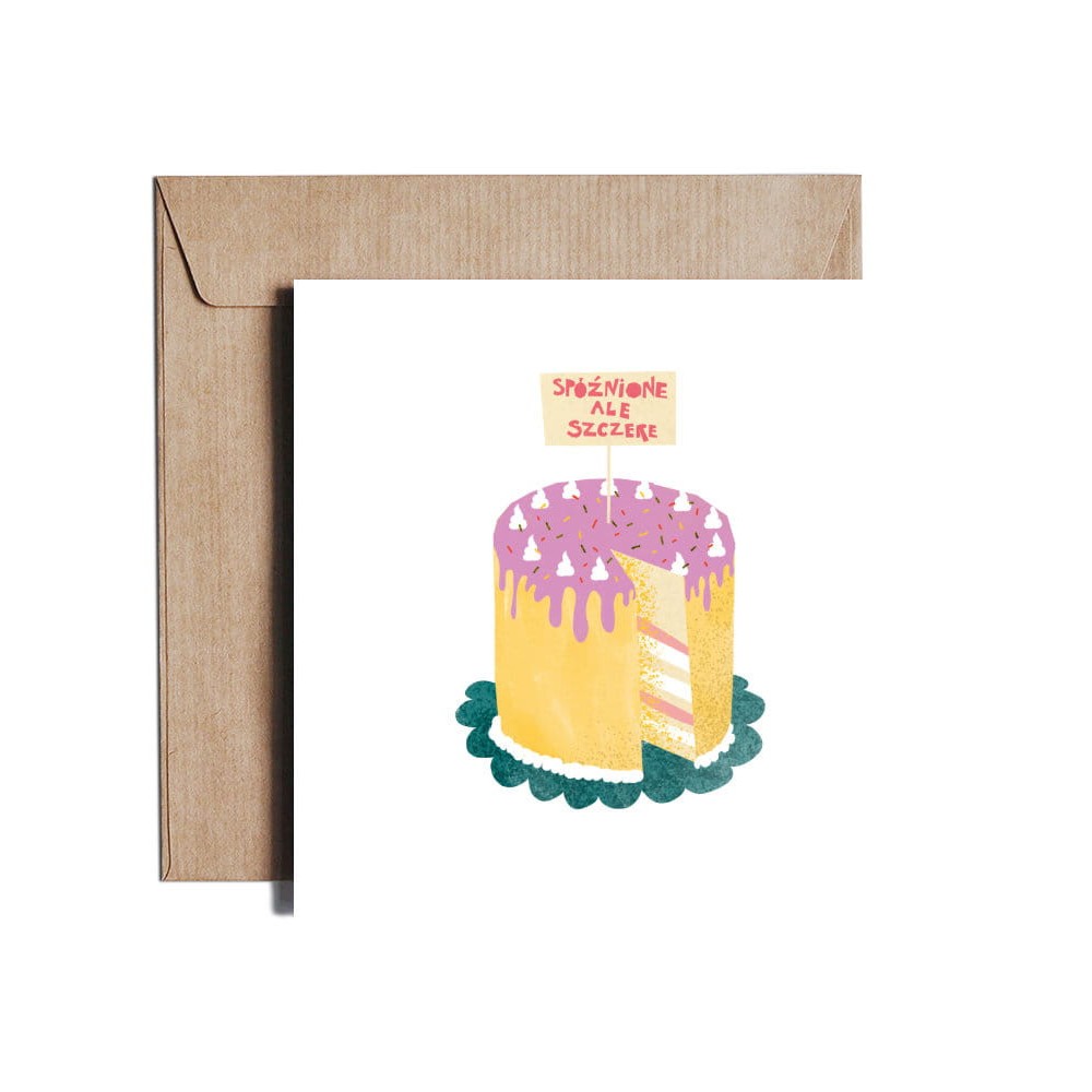 Greeting card - Pieskot - Spóźnione ale szczere, 14,5 x 14,5 cm