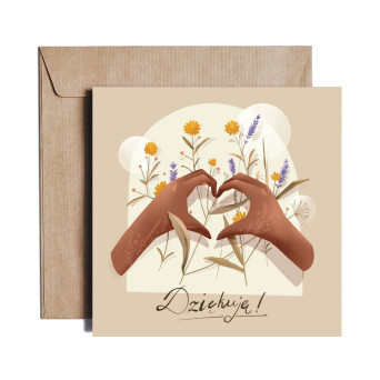 Greeting card - Pieskot - Dziękuję, 14,5 x 14,5 cm