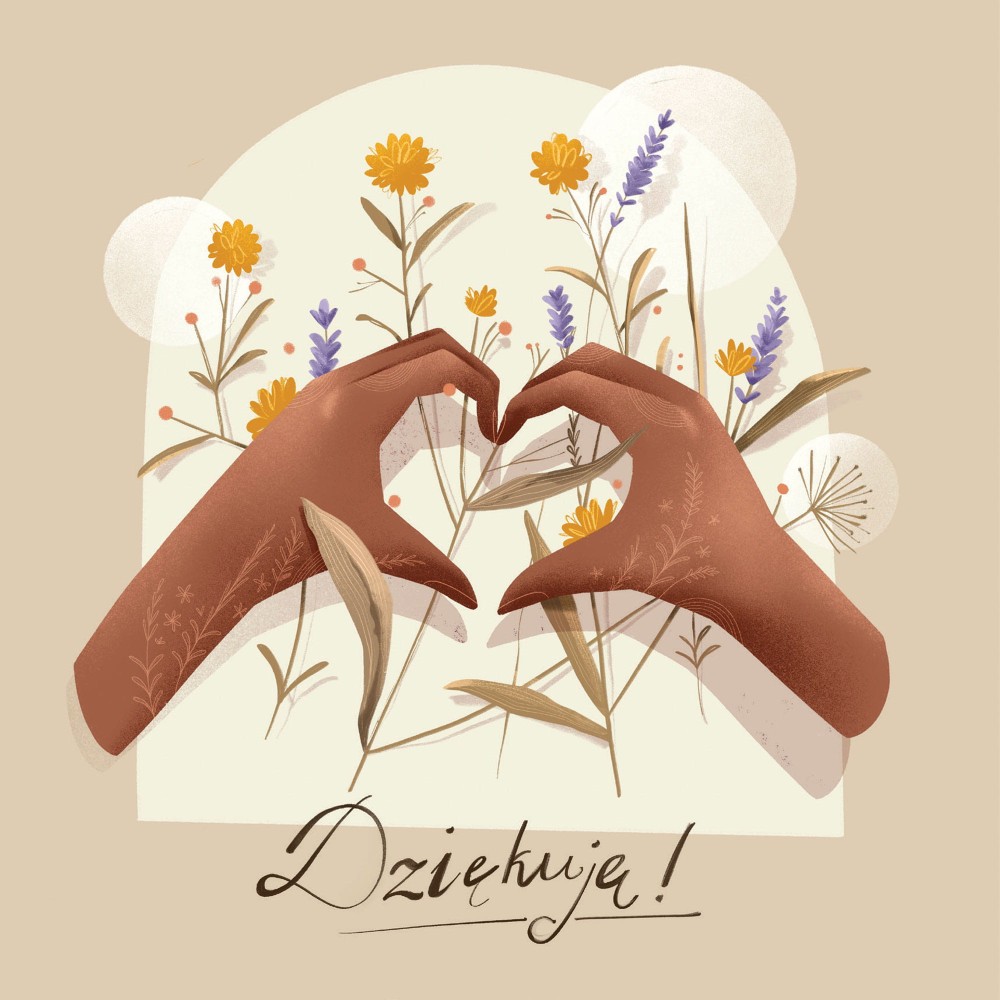 Greeting card - Pieskot - Dziękuję, 14,5 x 14,5 cm