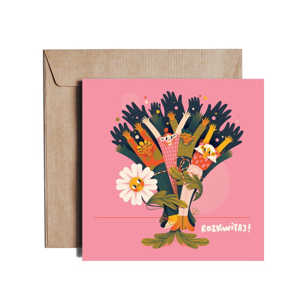 Greeting card - Pieskot - Rozkwitaj!, 14,5 x 14,5 cm