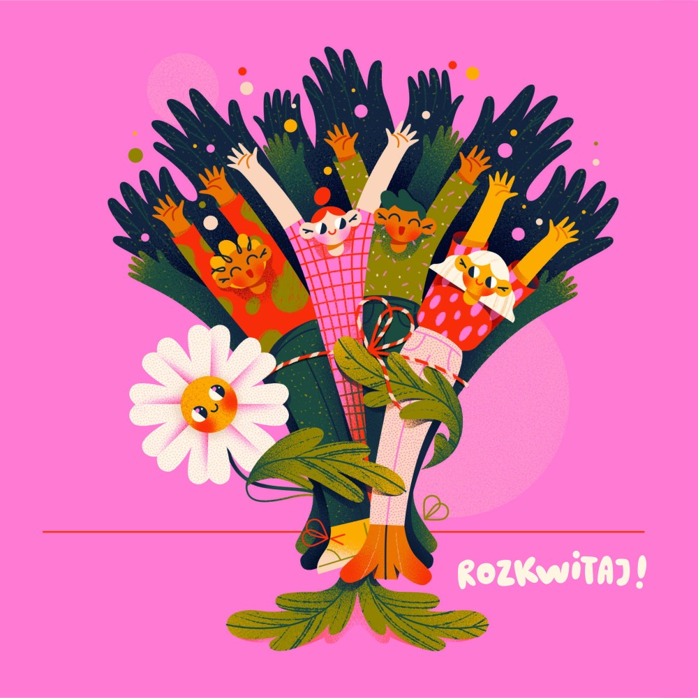 Greeting card - Pieskot - Rozkwitaj!, 14,5 x 14,5 cm