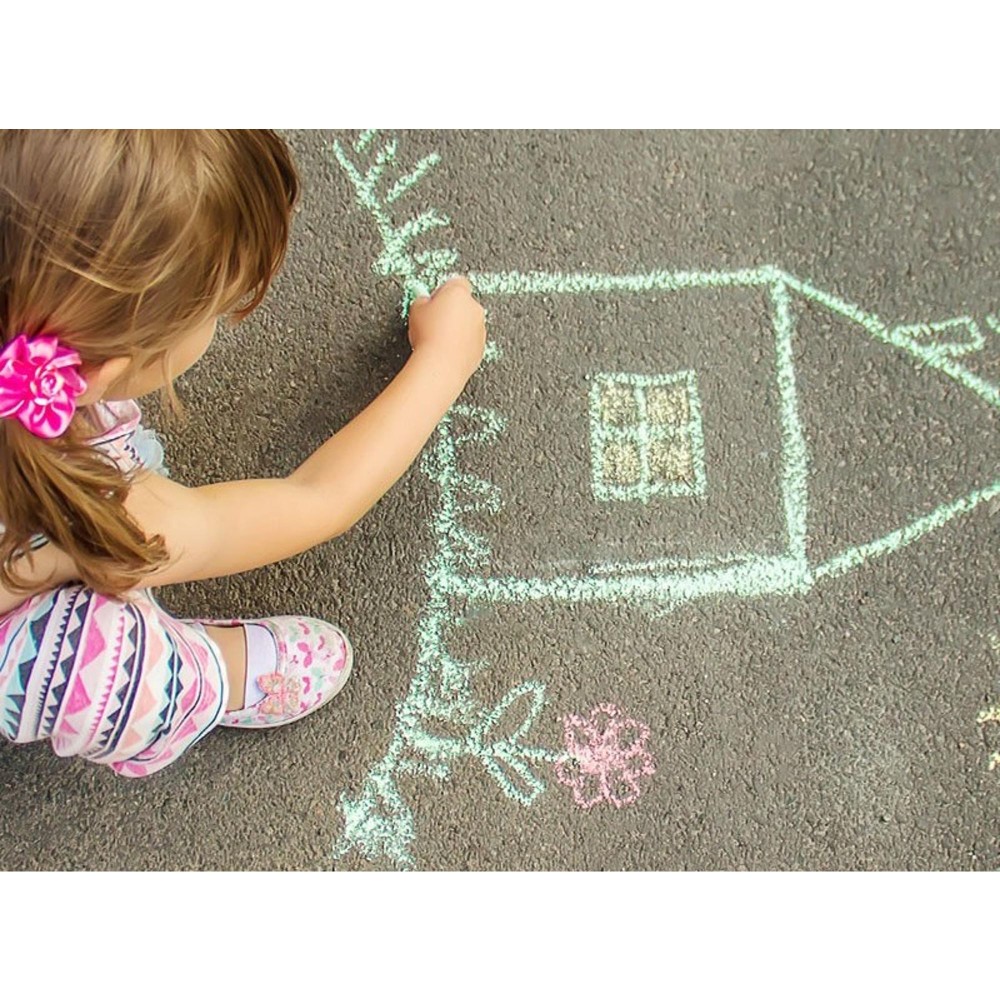 Set of colored chalk for kids in bucket - Cricco - 7 colors, 20 pcs.