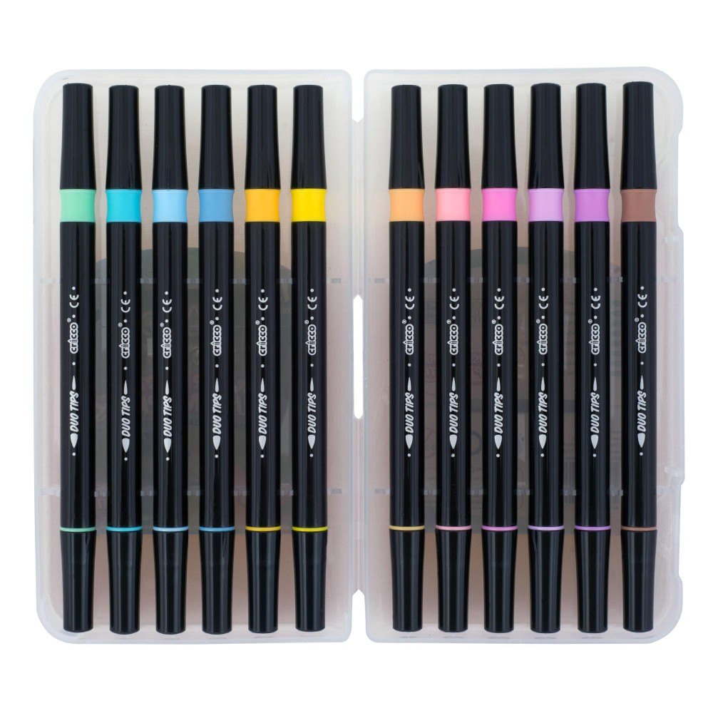 Set of double-sided brush markers - Cricco - pastel, 12 colors
