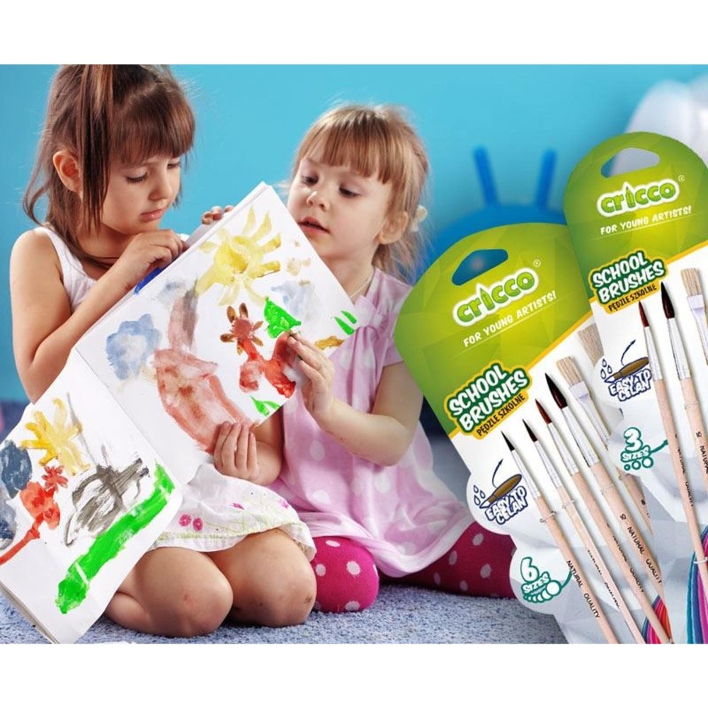 Set of natural school brushes for kids - Cricco - 6 pcs.