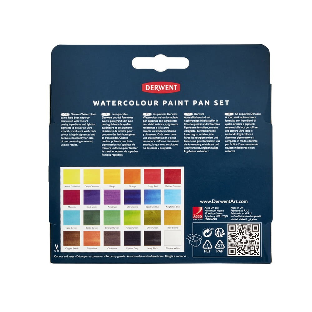 Watercolor Paint Pan Set - Derwent - 24 colors