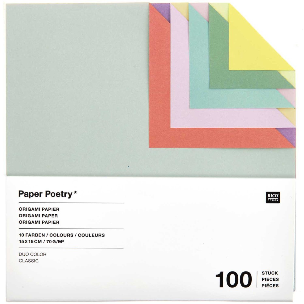 Papier origami Duo Color Classic - Paper Poetry - 15 x 15 cm, 100 ark.
