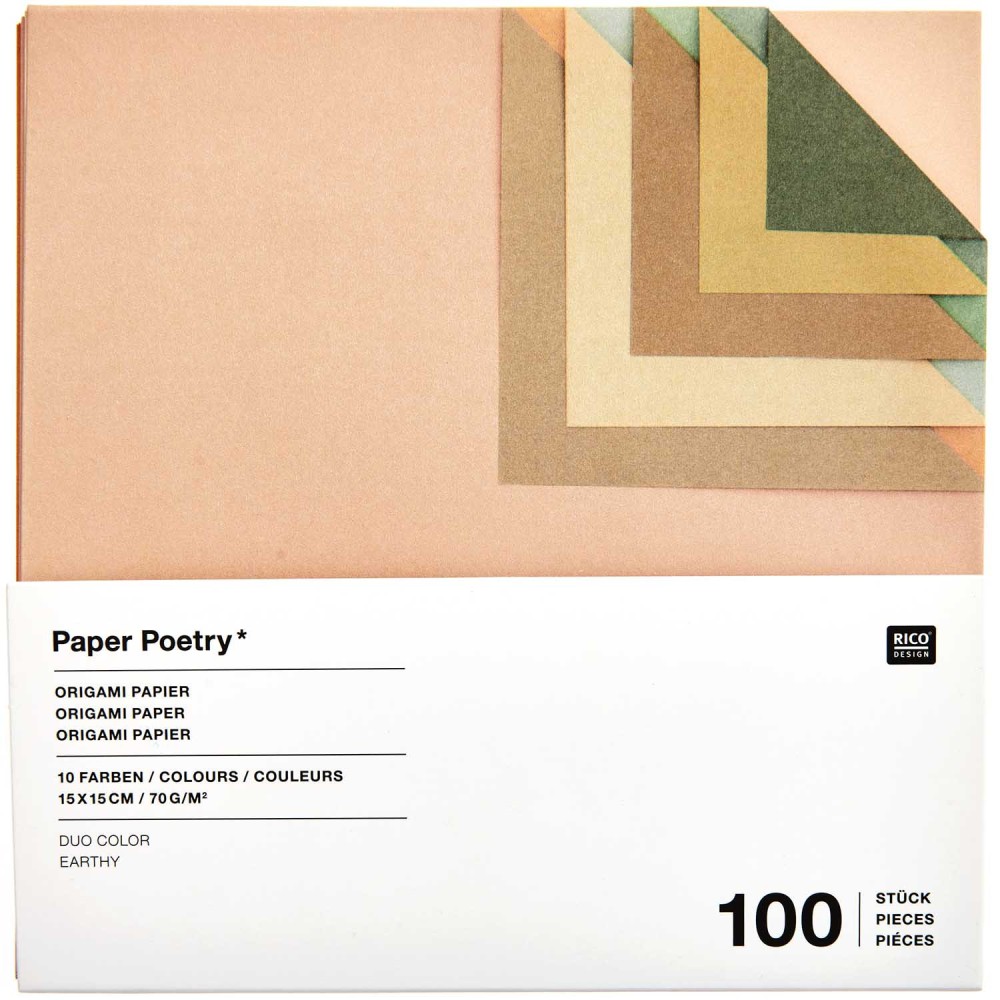 Papier origami Duo Color Earthy - Paper Poetry - 15 x 15 cm, 100 ark.