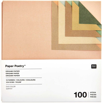 Papier origami Duo Color Earthy - Paper Poetry - 15 x 15 cm, 100 ark.