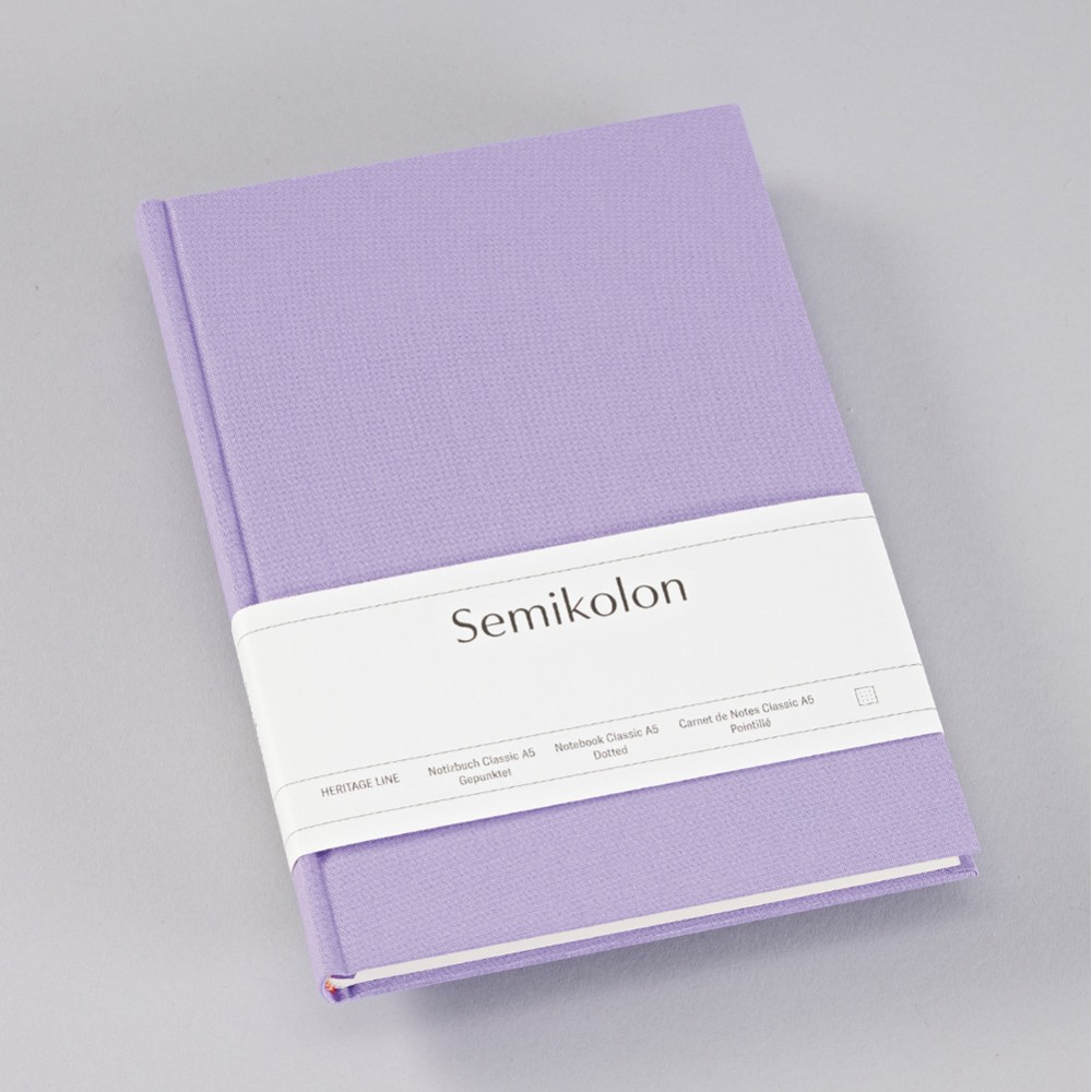 Notatnik Classic A5 - Semikolon - Lilac Silk, w kropki, 176 stron
