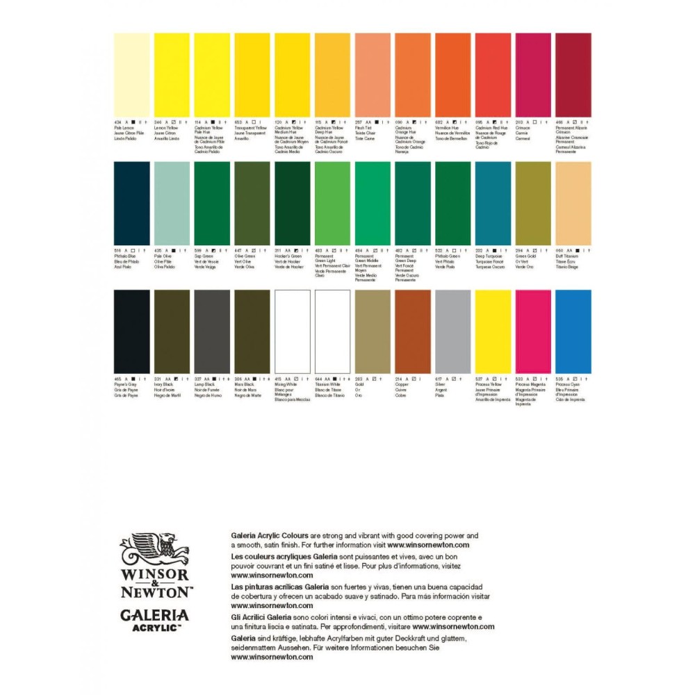 Set of acrylic paints Galeria - Winsor & Newton - 10 colors x 60 ml
