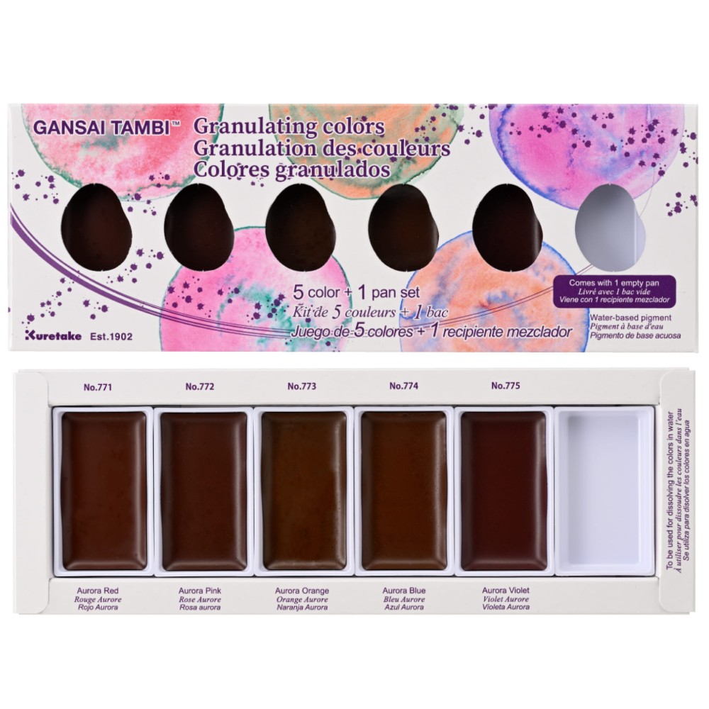 Watercolor set Gansai Tambi Granulating - Kuretake - 5 colors