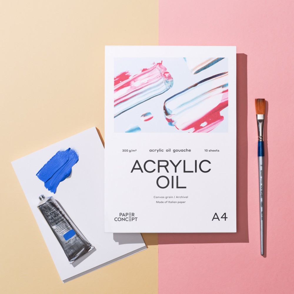 Acrylic Oil paper pad - PaperConcept - canvas grain A4 300 g 10 sheets