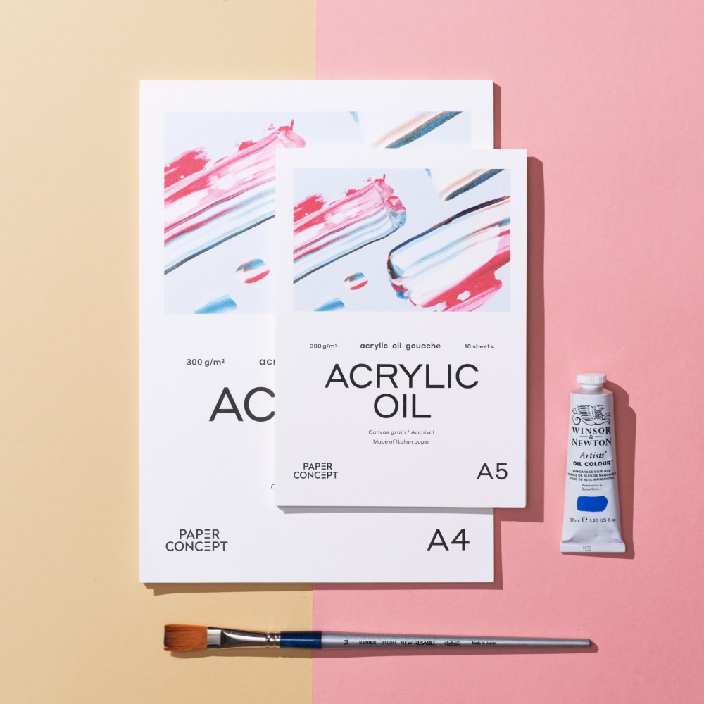 Blok do akryli i oleju Acrylic Oil - PaperConcept - canvas grain A4 300 g 10 ark.