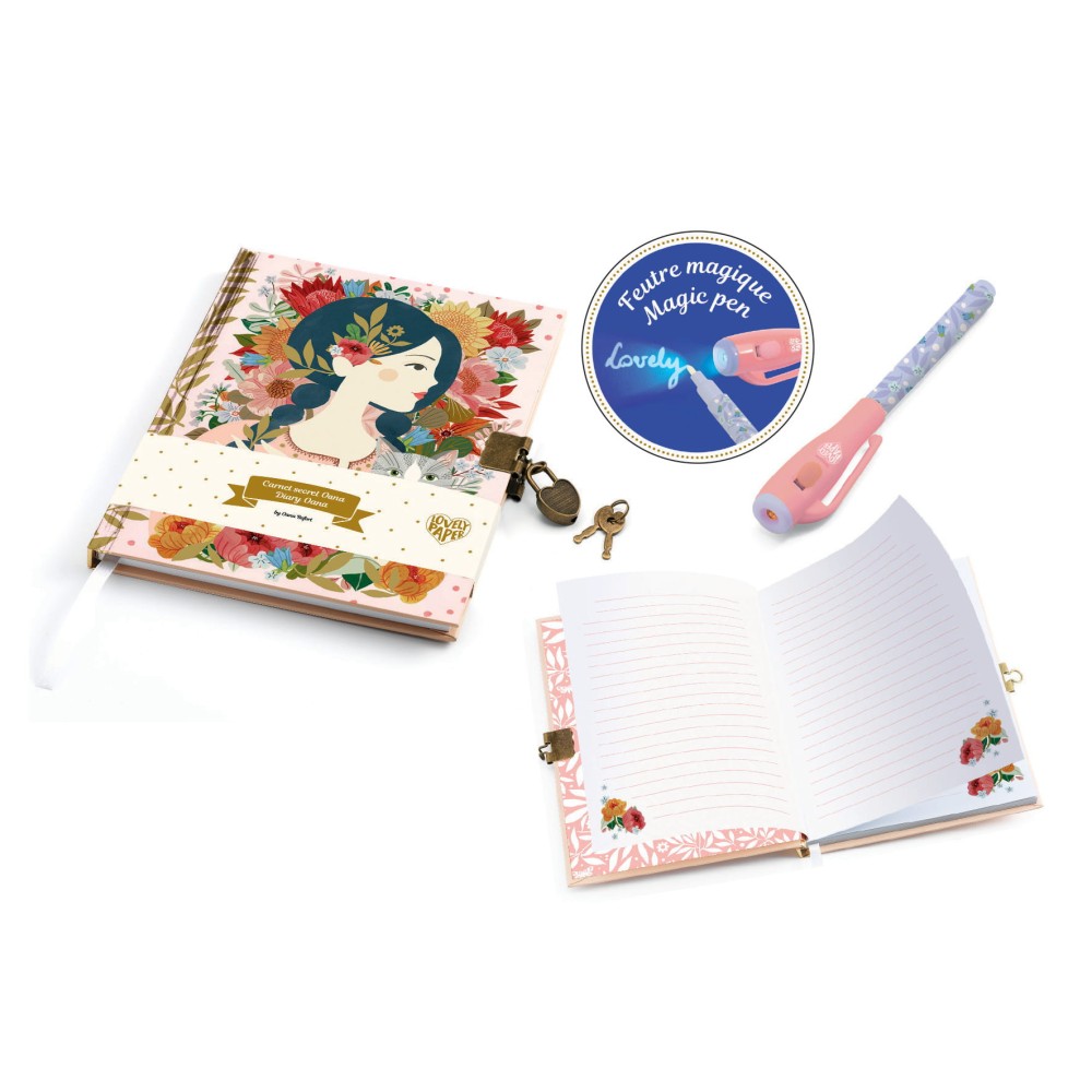 Secret Oana diary with Magic pen - Djeco - 15,5 x 20 cm, 88 sheets
