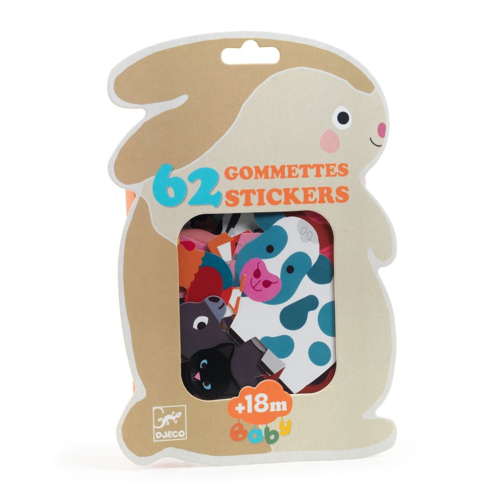 Stickers for babies - Djeco - Farm Animals, 62 pcs.