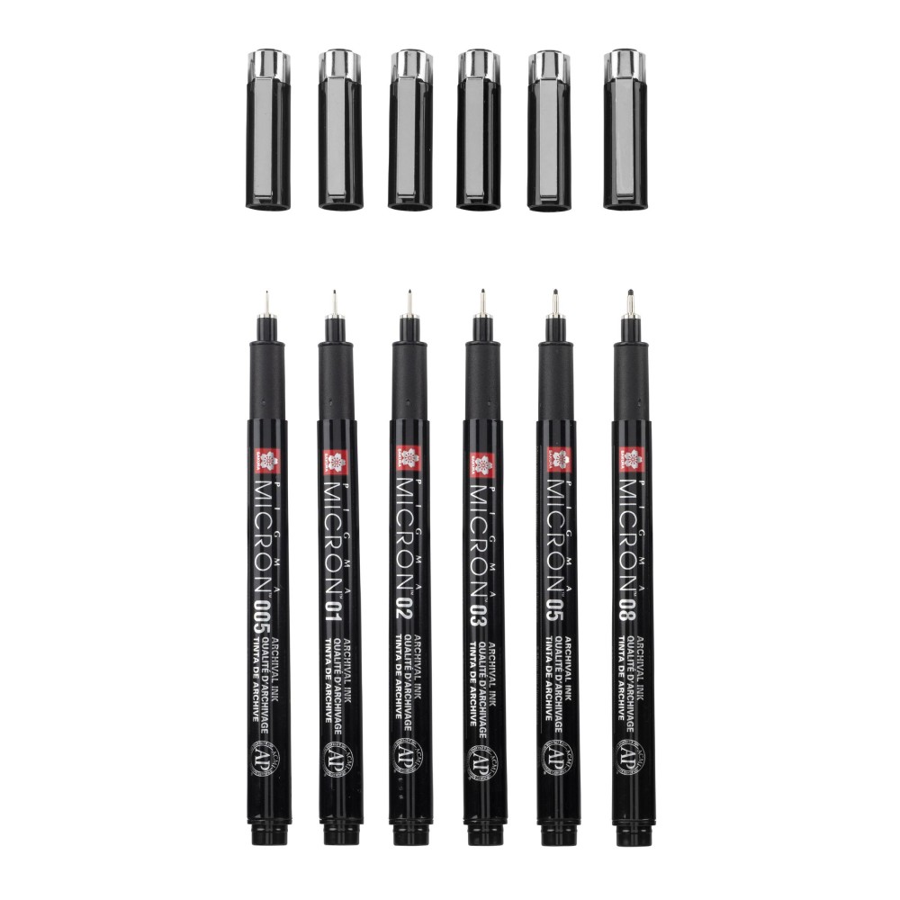 Set of Pigma Micron Fineliners with case - Sakura - 6 pcs.