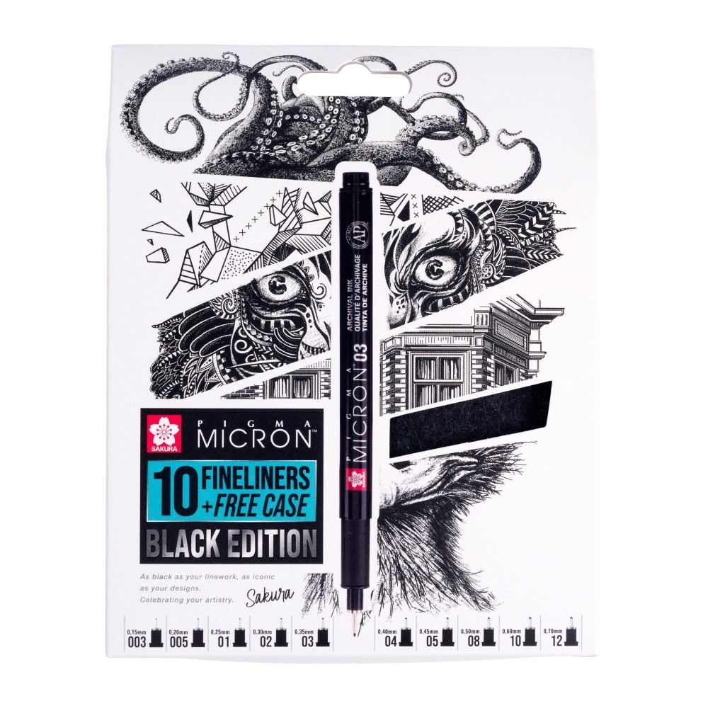 Set of Pigma Micron Fineliners with case - Sakura - 10 pcs.