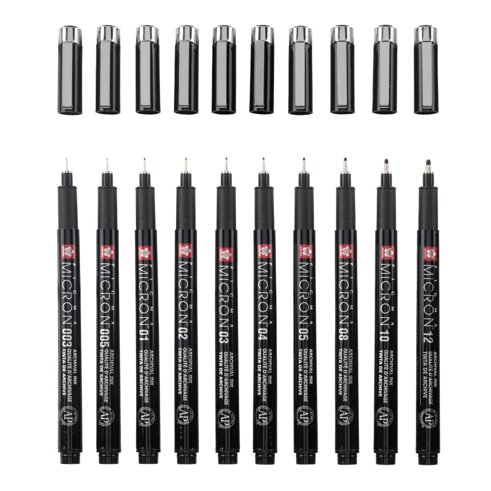 Zestaw cienkopisów Pigma Micron Black z etui - Sakura - 10 szt.