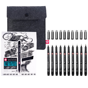 Set of Pigma Micron Fineliners with case - Sakura - 10 pcs.