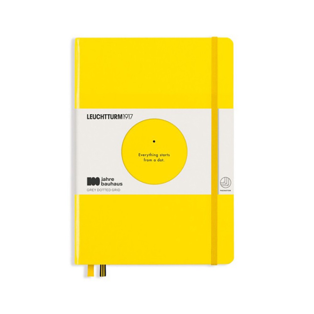 Notatnik Bauhaus - Leuchtturm1917 - Lemon, w kropki, twarda okładka, A5