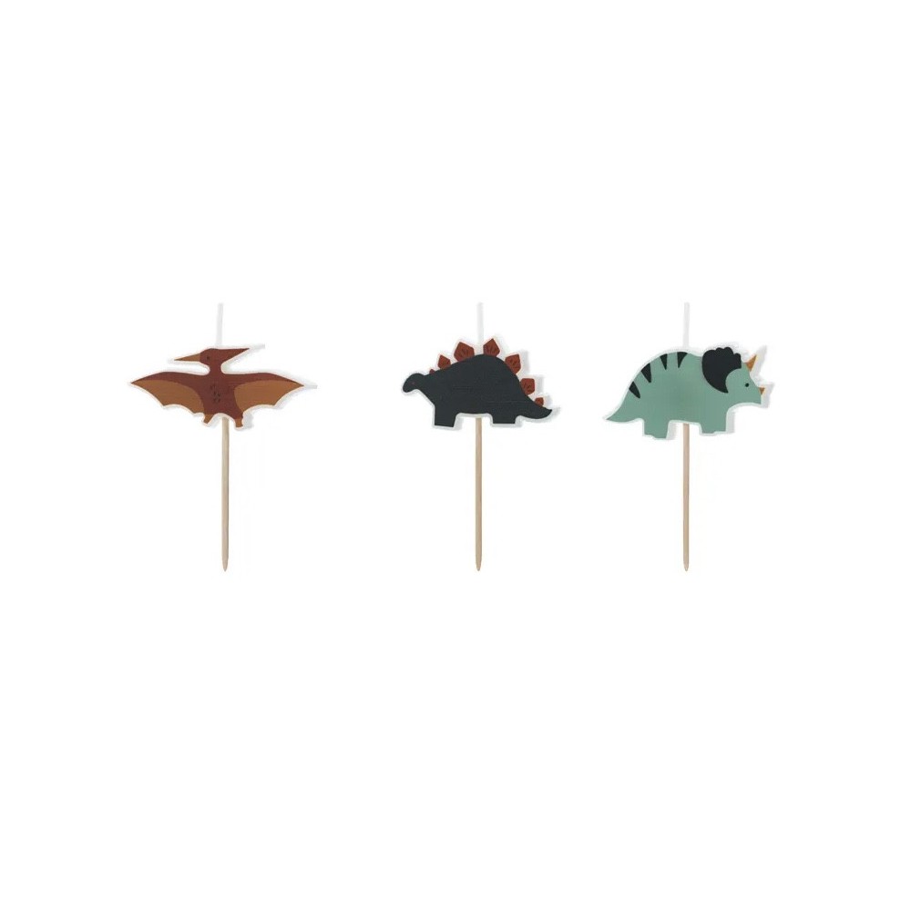 Birthday candles Dinosaurs - 3 cm, 3 pcs.