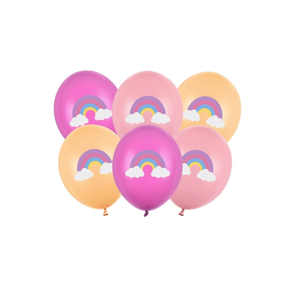 Balony lateksowe Tęcza - 30 cm, 6 szt.