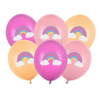 Balony lateksowe Tęcza - 30 cm, 6 szt.