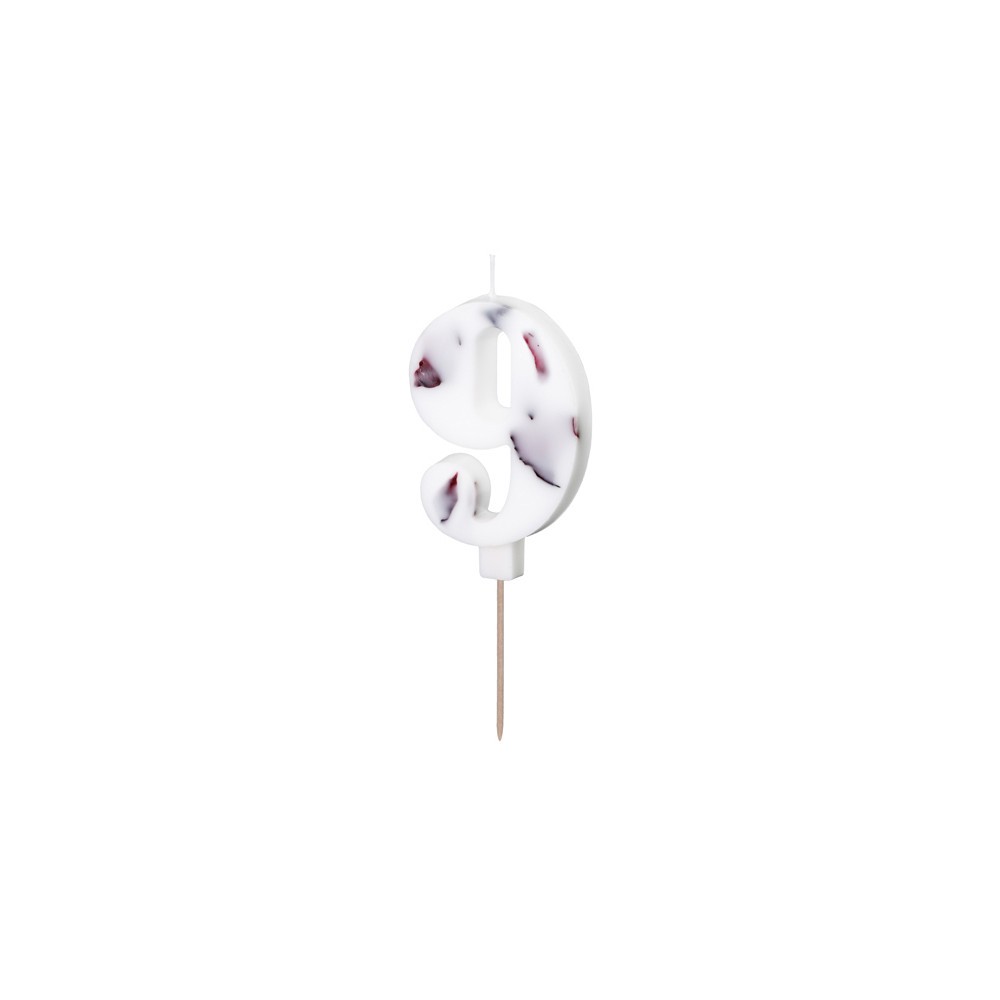 Świeczka urodzinowa cyferka 9 - płatki kwiatów, 8 cm