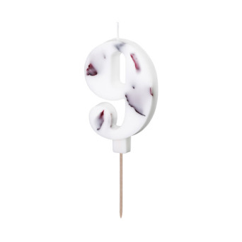 Świeczka urodzinowa cyferka 9 - płatki kwiatów, 8 cm