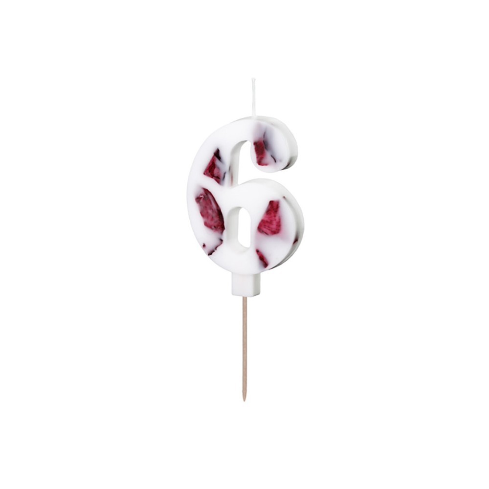 Birthday candle, number 6 - flowers petals, 8 cm