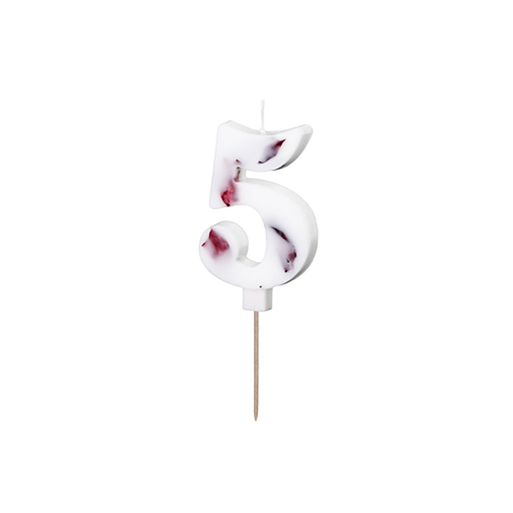 Świeczka urodzinowa cyferka 5 - płatki kwiatów, 8 cm