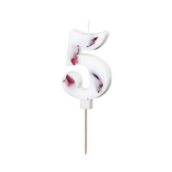 Świeczka urodzinowa cyferka 5 - płatki kwiatów, 8 cm