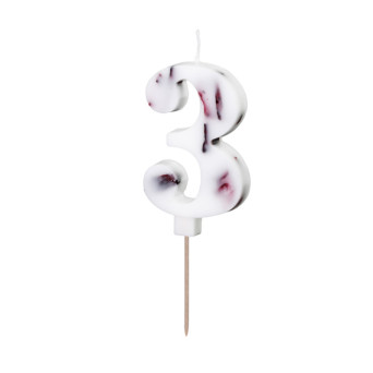 Świeczka urodzinowa cyferka 3 - płatki kwiatów, 8 cm