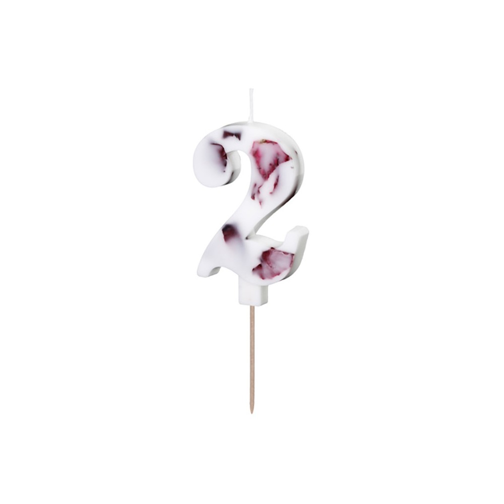Birthday candle, number 2 - flowers petals, 8 cm