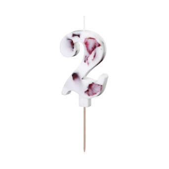 Birthday candle, number 2 - flowers petals, 8 cm