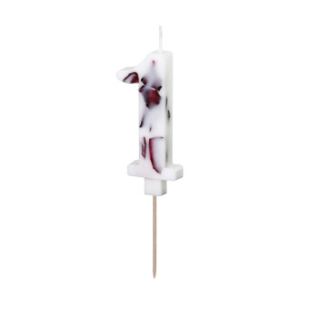 Świeczka urodzinowa cyferka 1 - płatki kwiatów, 8 cm