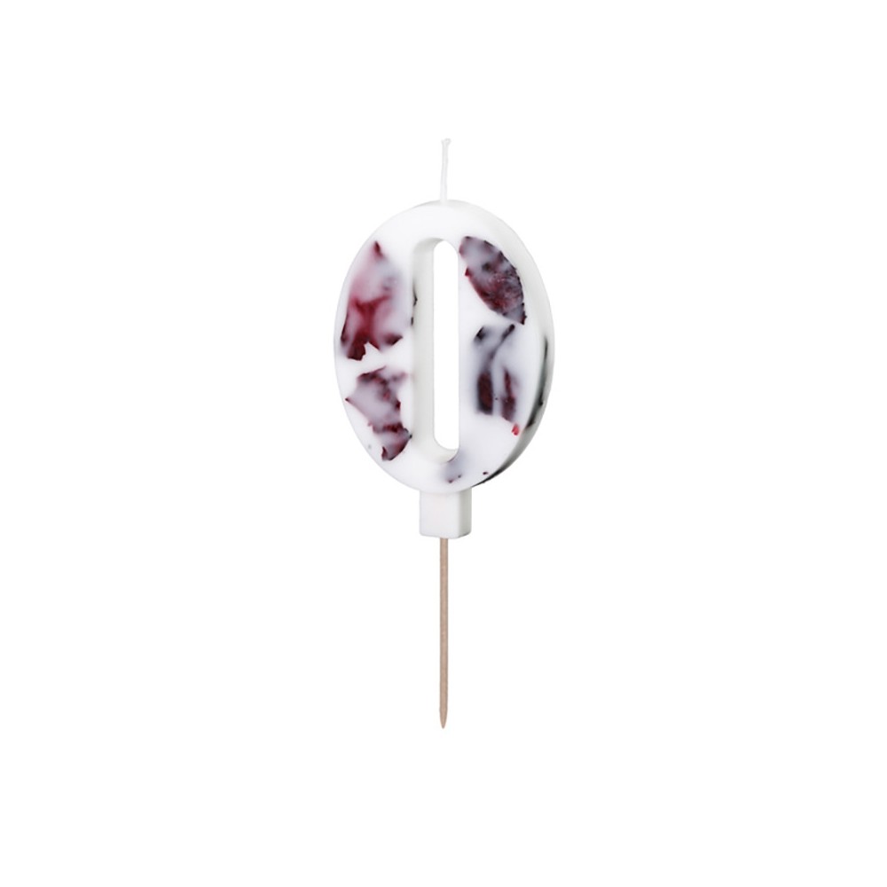 Birthday candle, number 0 - flowers petals, 8 cm