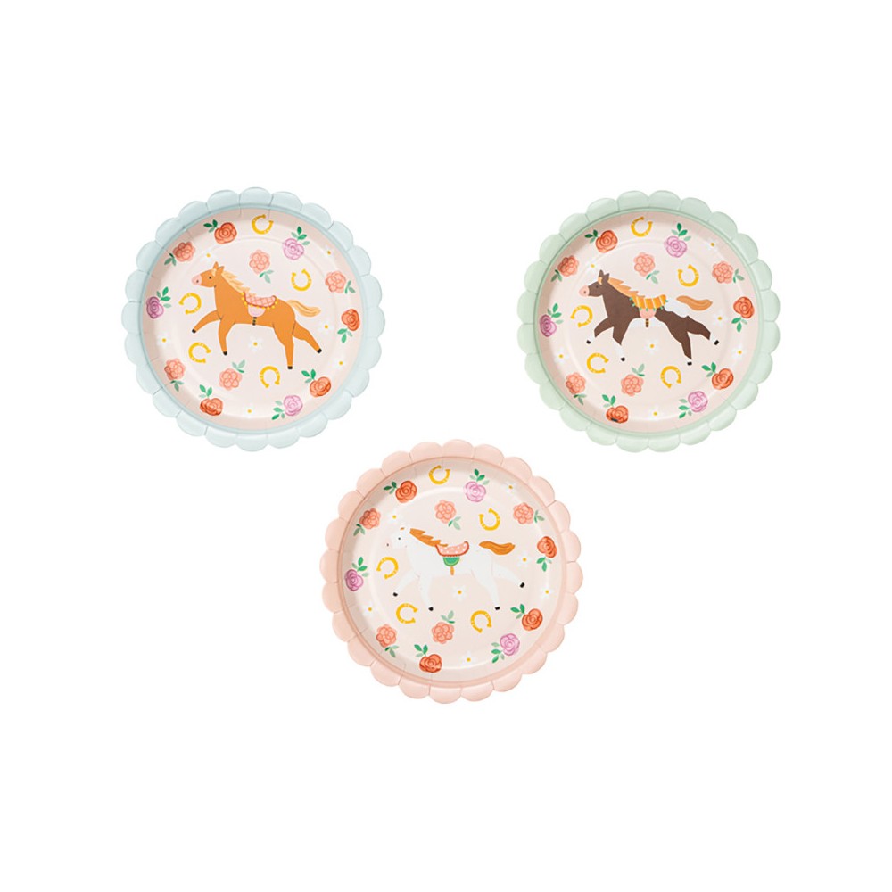 Horses paper plates - 18 cm, 6 pcs.