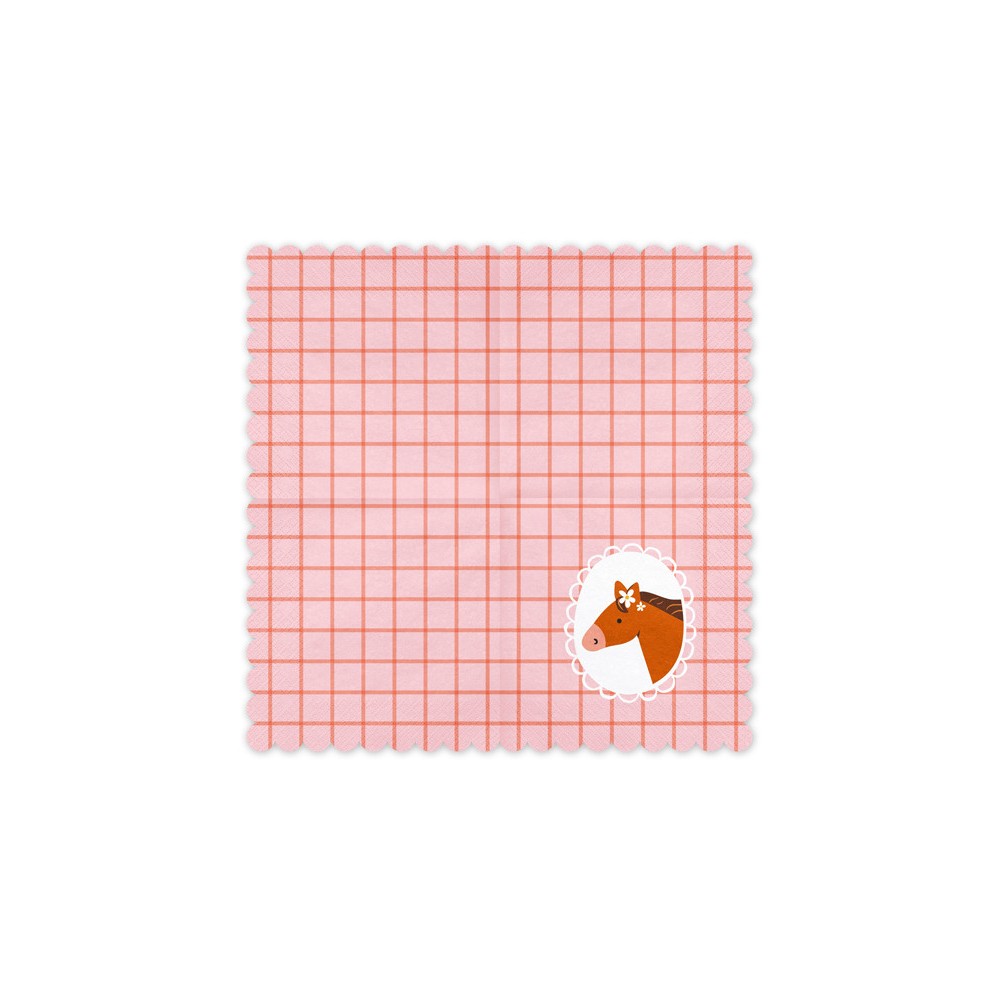 Serwetki papierowe Konie - różowe, 16,5 x 16,5 cm, 12 szt.