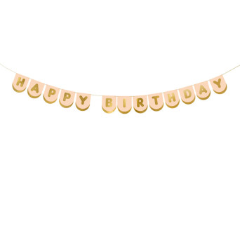 Banner Happy Birthday Horses - pink and gold, 13 x 150 cm
