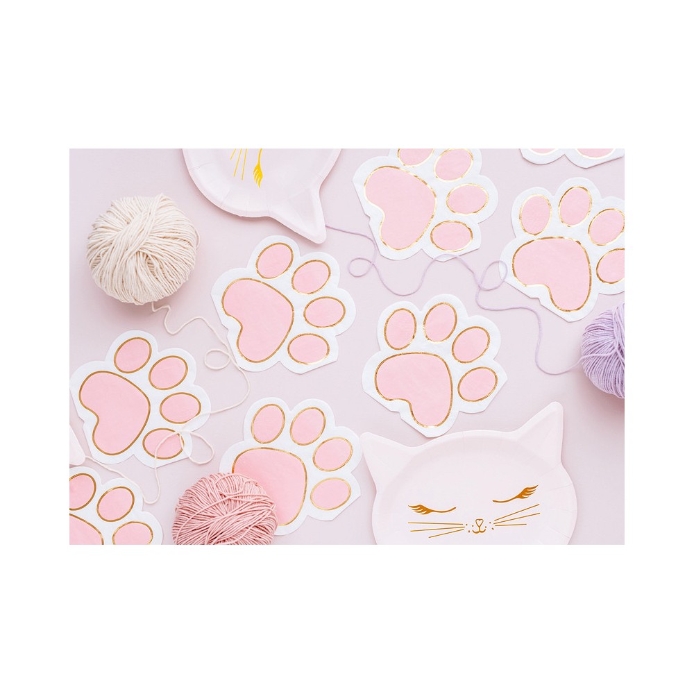 Paper napkins Cat's Paws - pink, 15,5 x 14,5 cm, 12 pcs.