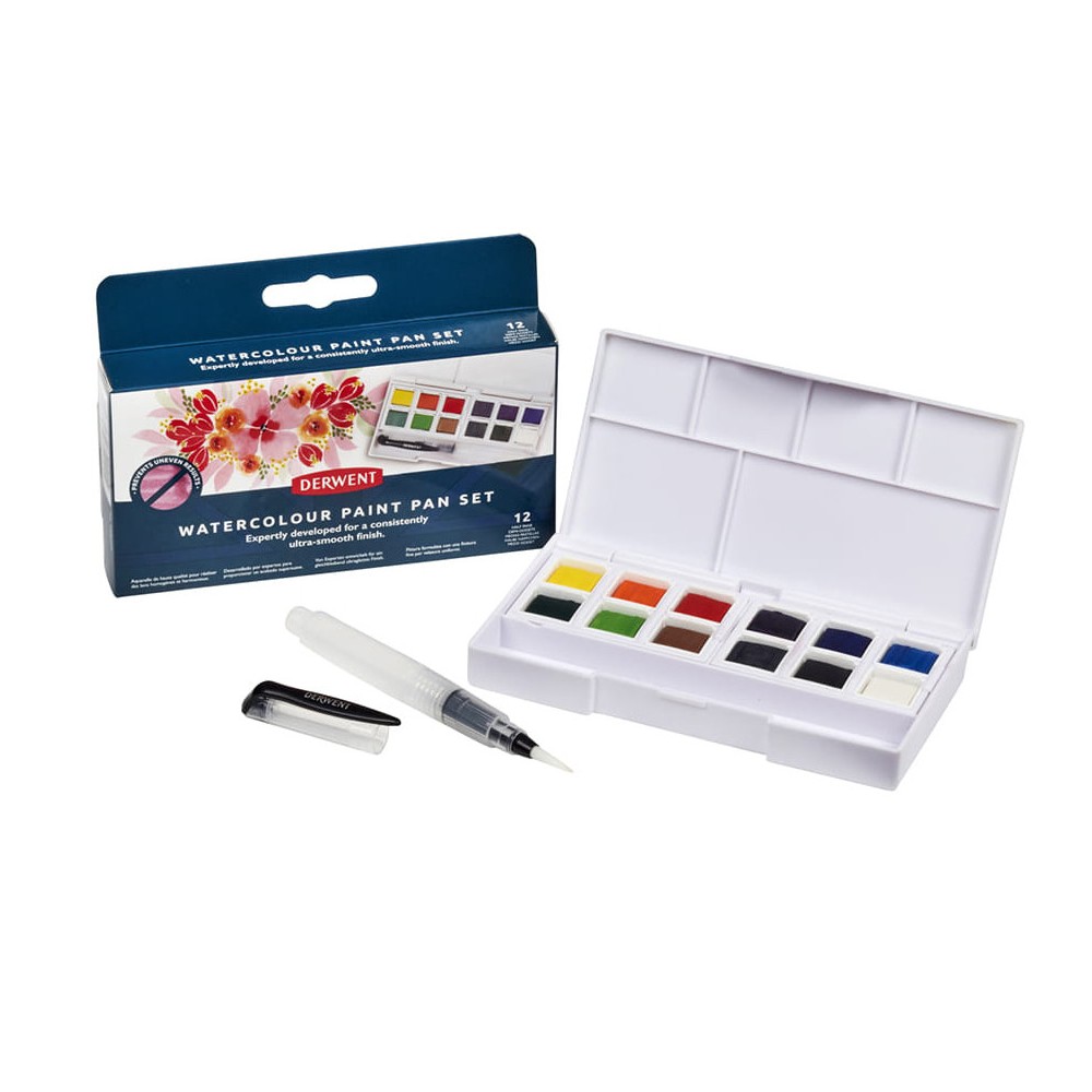 Watercolor Paint Pan Set - Derwent - 12 colors