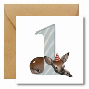 Greeting card - Hi Little - Deer, 14,5 x 14,5 cm