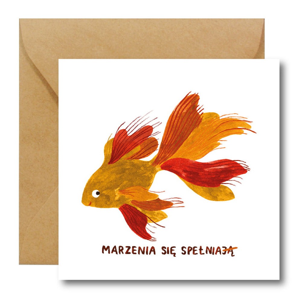 Greeting card - Hi Little - Gold Fish, 14,5 x 14,5 cm