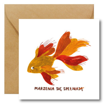 Greeting card - Hi Little - Gold Fish, 14,5 x 14,5 cm