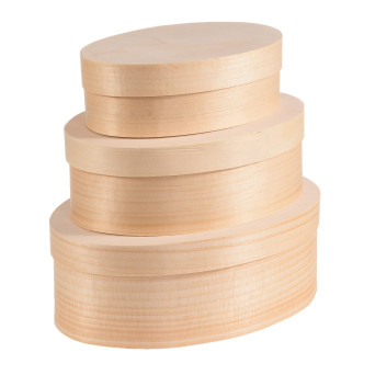 Wooden Oval Boxes 3 in 1