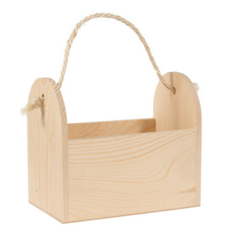 Wooden Basket Container with String