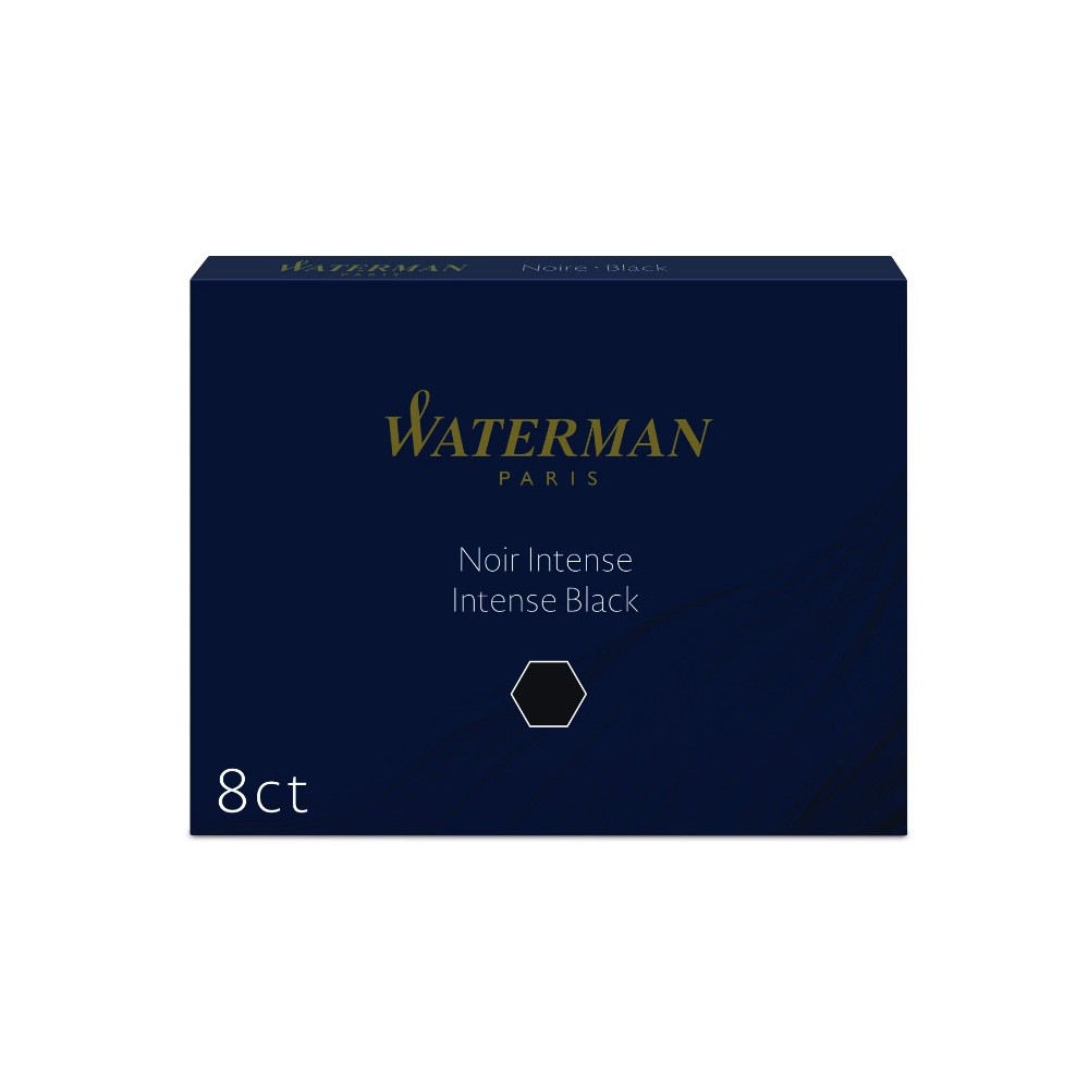 Naboje atramentowe - Waterman - Long, Intense Black, 8 szt.
